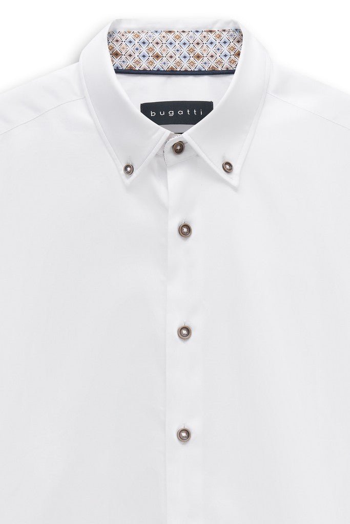 Bugatti Button Down White Smart Casual Shirt - Matt O'Brien Fashions