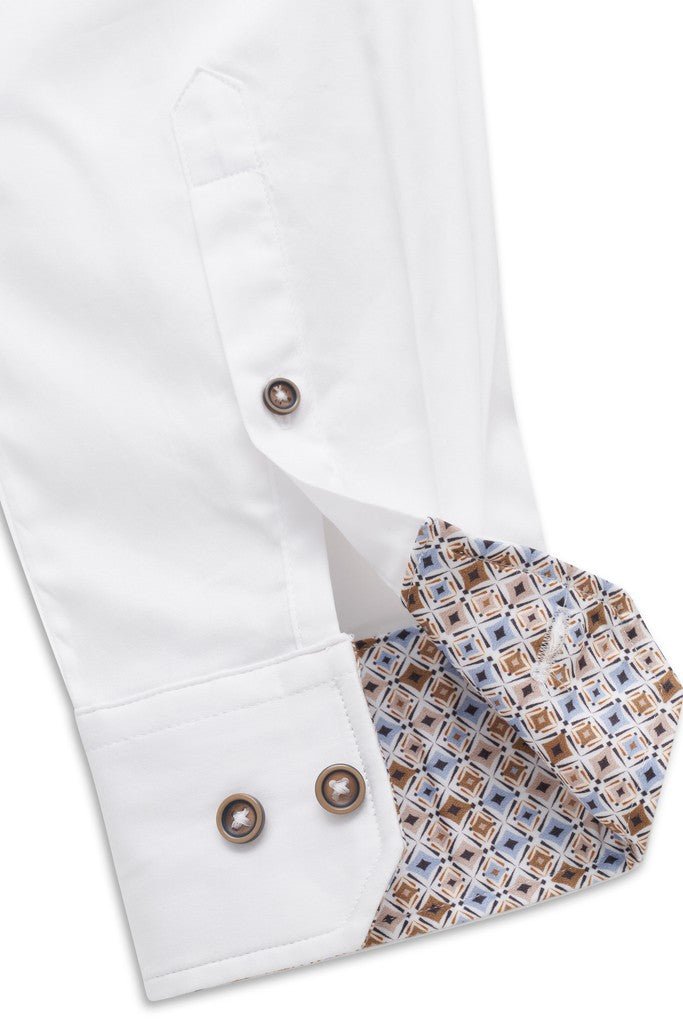 Bugatti Button Down White Smart Casual Shirt - Matt O'Brien Fashions