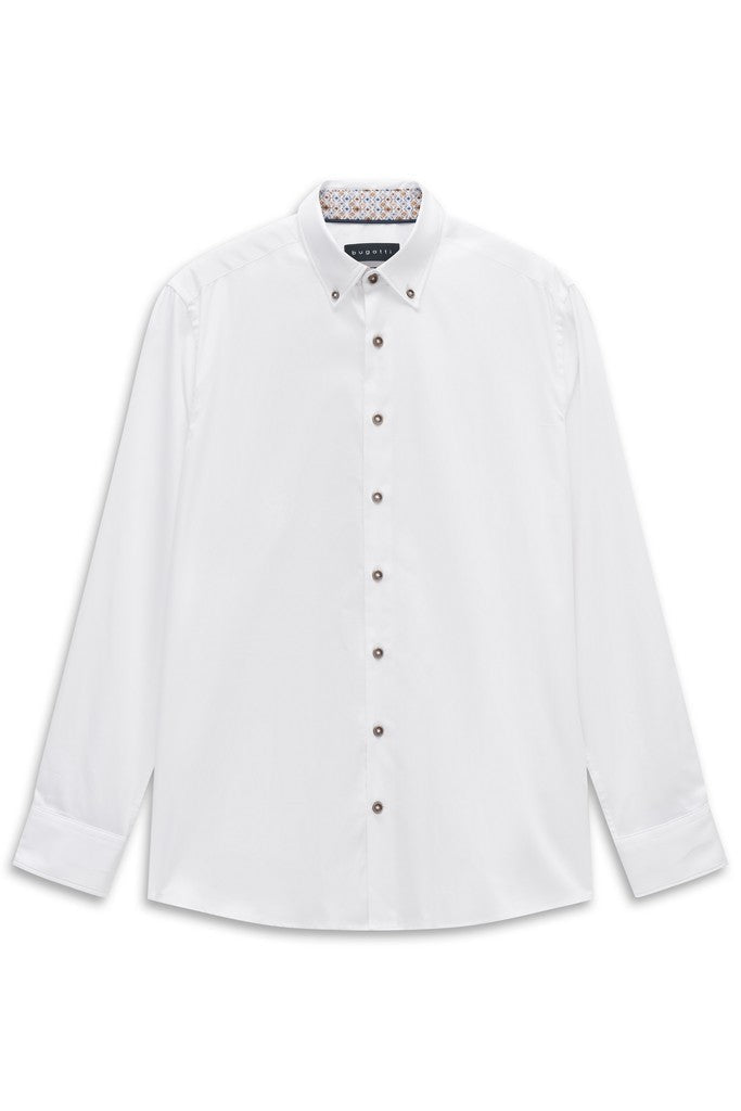 Bugatti Button Down White Smart Casual Shirt - Matt O'Brien Fashions