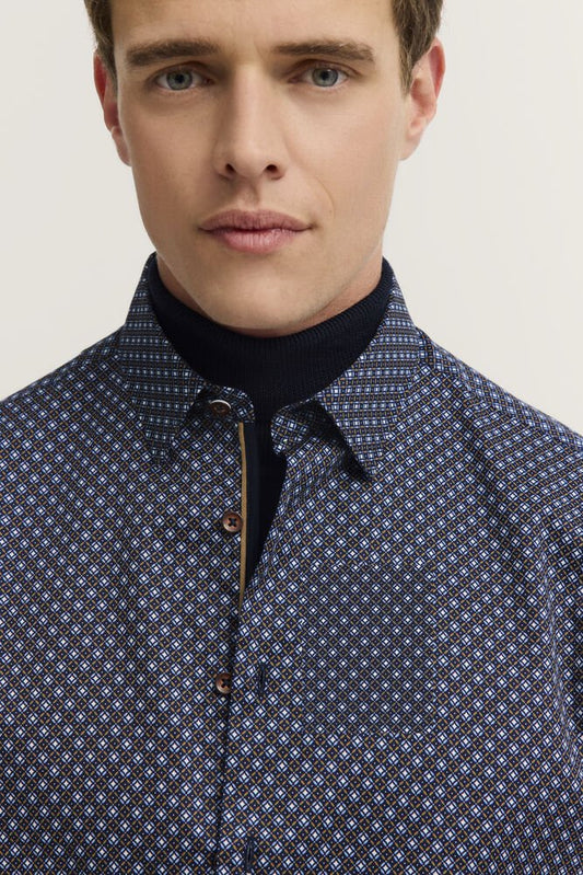 Bugatti Diamond Print Smart Casual Shirt - Matt O'Brien Fashions