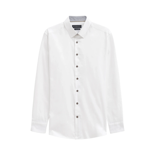 Bugatti Plain White Smart Casual Shirt - Matt O'Brien Fashions