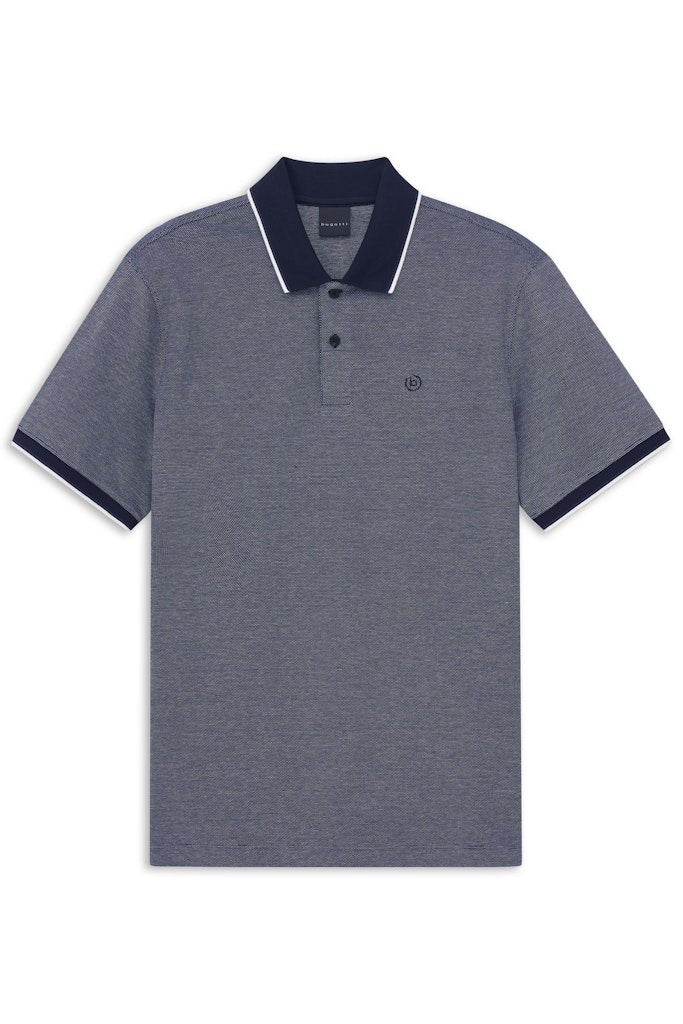 Bugatti Textured Contrast Collar Polo - Matt O'Brien Fashions