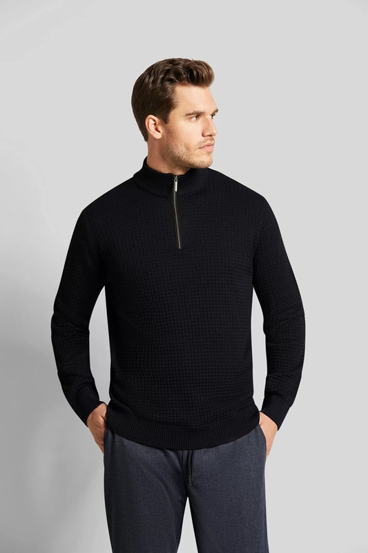 Bugatti Textured Quarter Zip Jumper - Matt O'Brien Fashions