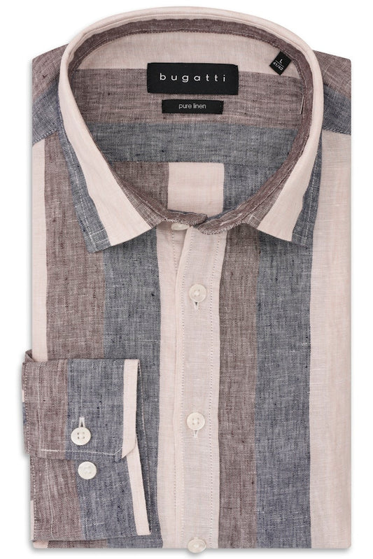 Bugatti Linen shirt with a striped pattern on a white background