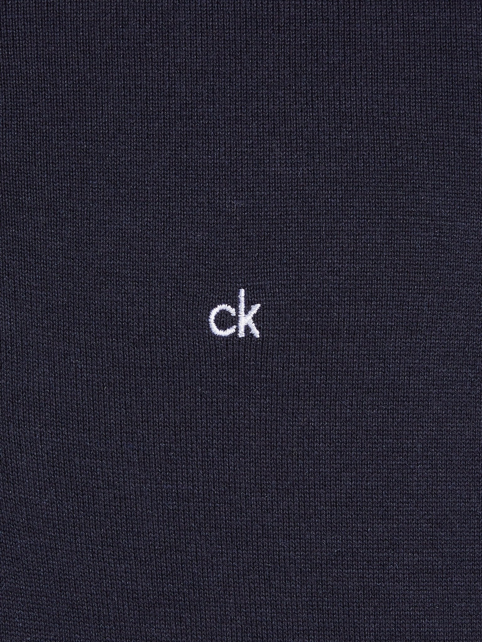 Calvin Klein Cotton Silk Quarter Zip Jumper, CK logo embroidered on fabric, Midnight Sky - Matt O'Brien Fashions