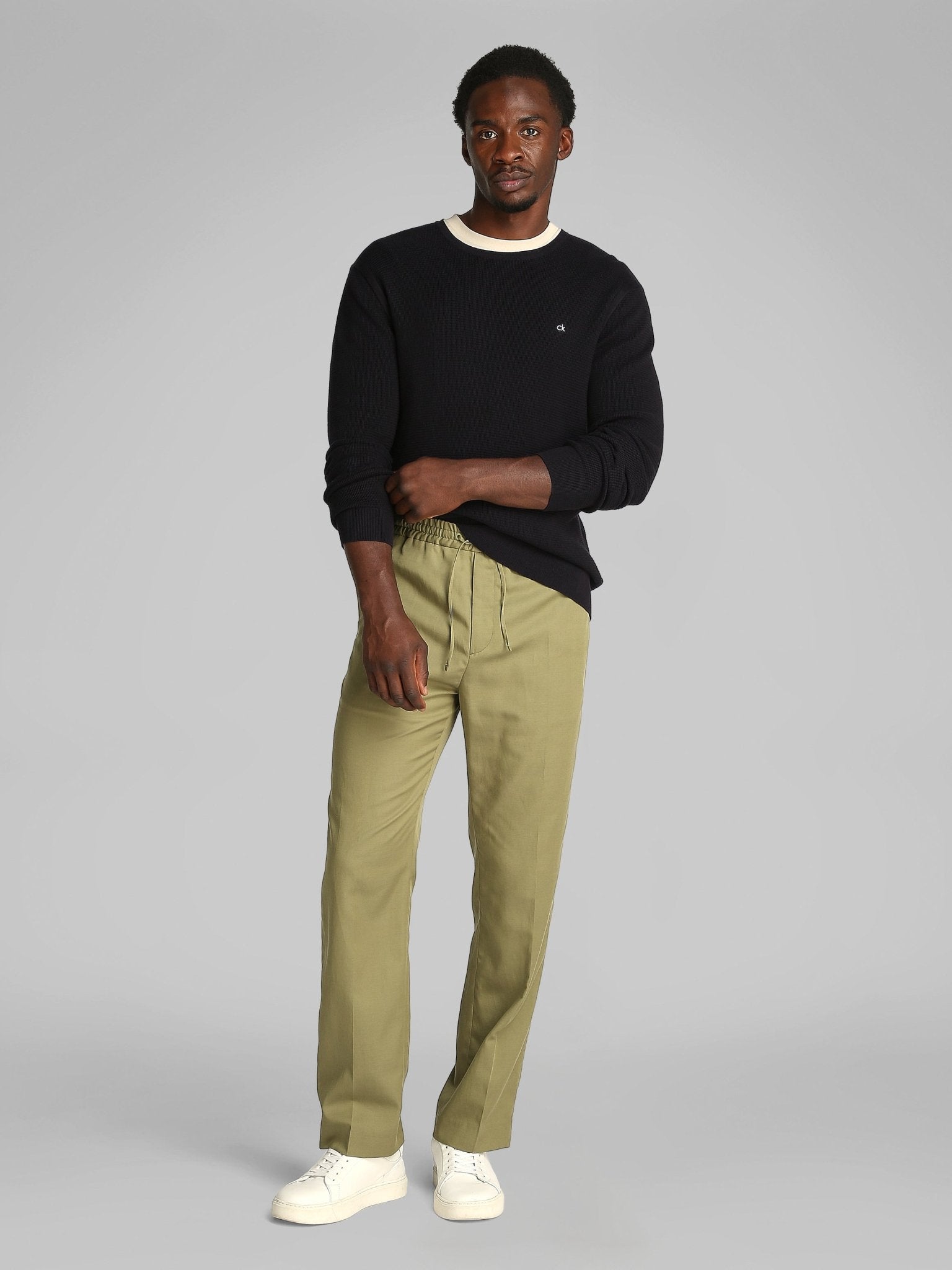 Calvin Klein Micro Waffle Crew Jumper - Matt O'Brien Fashions
