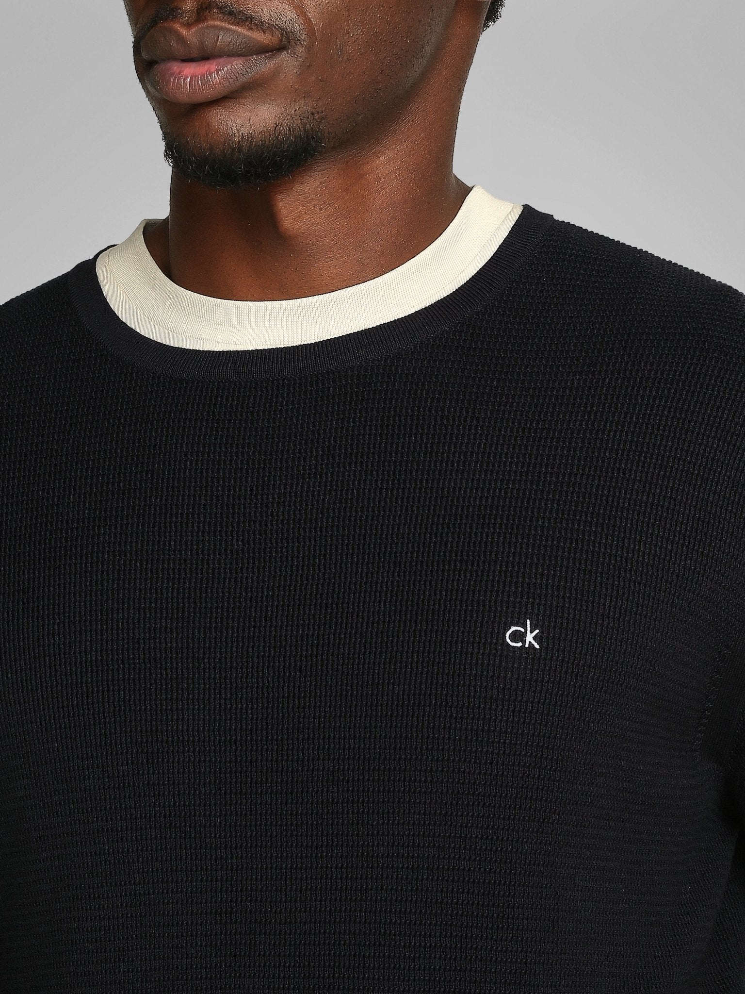 Calvin Klein Micro Waffle Crew Jumper - Matt O'Brien Fashions