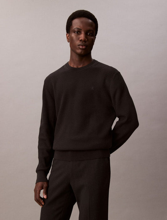 Calvin Klein Textured Cotton Crew Sweater - Matt O'Brien Fashions