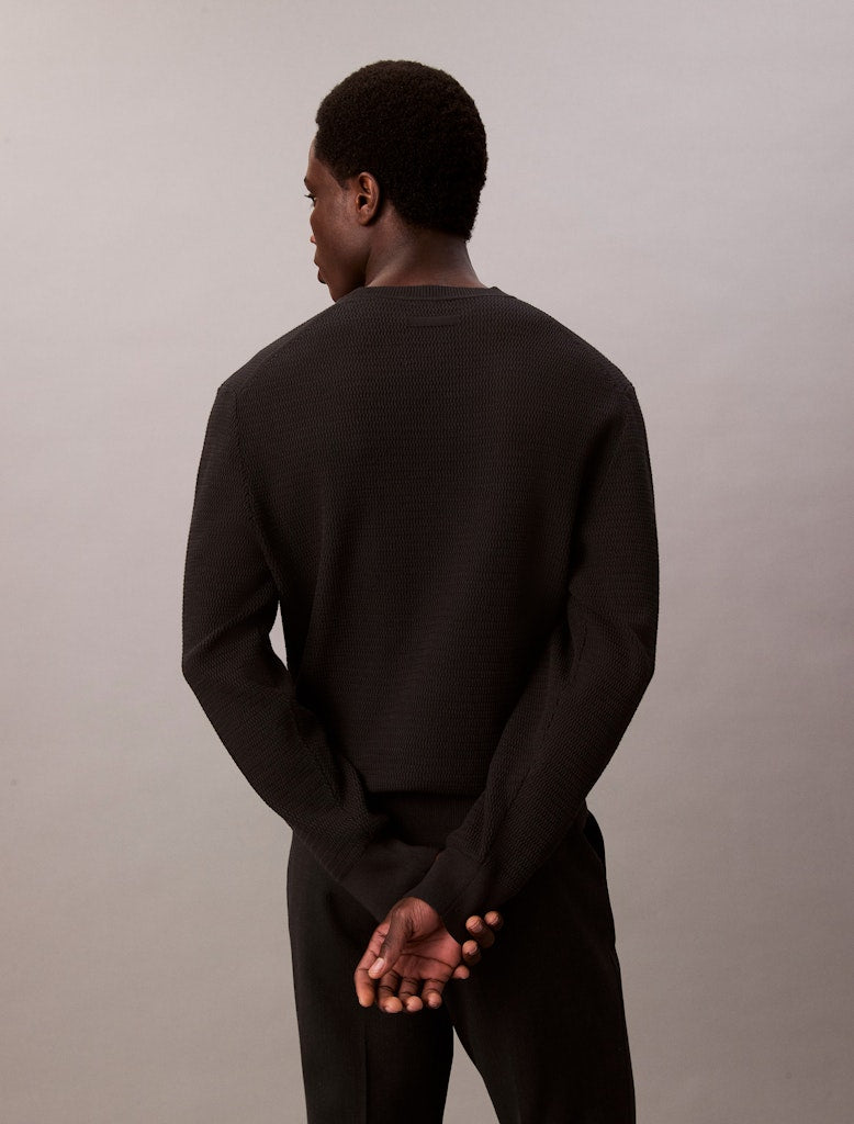 Calvin Klein Textured Cotton Crew Sweater - Matt O'Brien Fashions