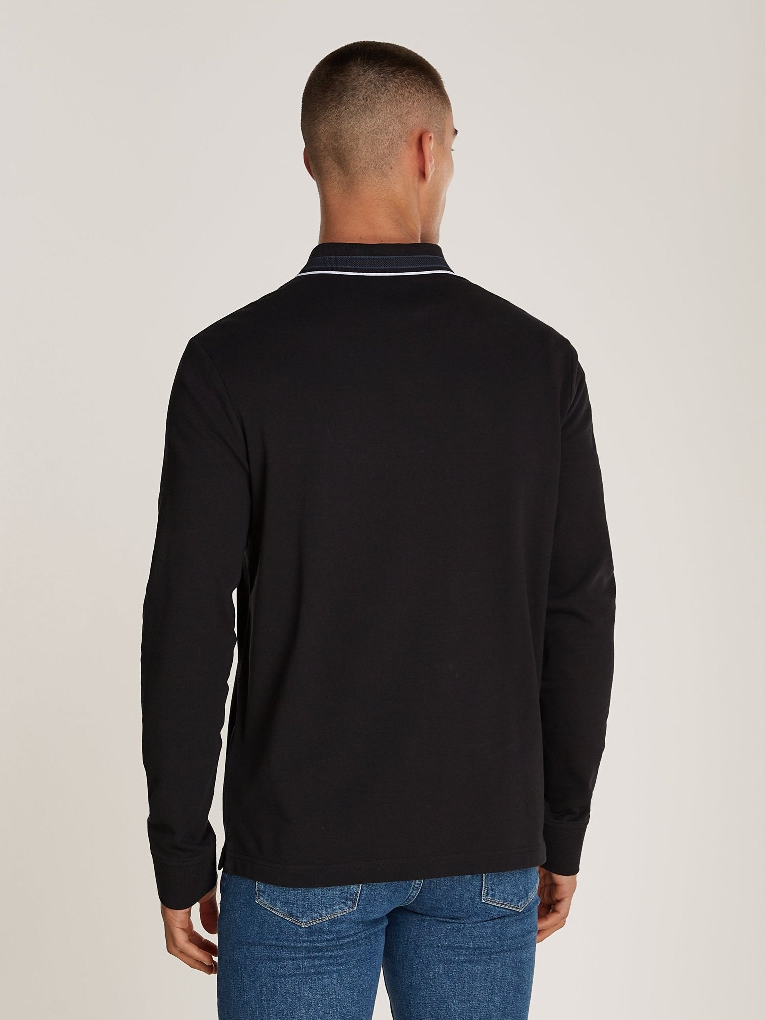 Calvin Klein Tipped Pique Long Sleeve Polo - Matt O'Brien Fashions