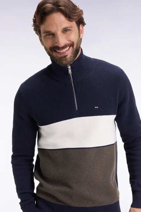 Eden Park Block Stripe Quarter Zip - Matt O'Brien Fashions