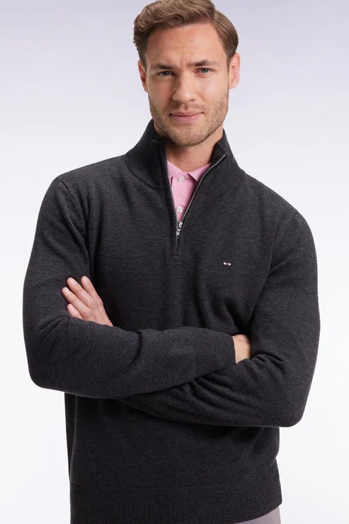 Eden Park Cotton Wool Quarter Zip Jumper - Matt O'Brien Fashions