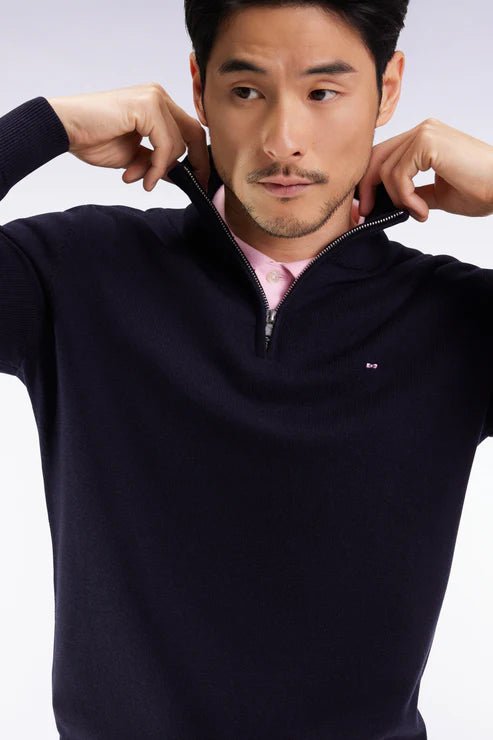 Eden Park Cotton Wool Quarter Zip Jumper - Matt O'Brien Fashions