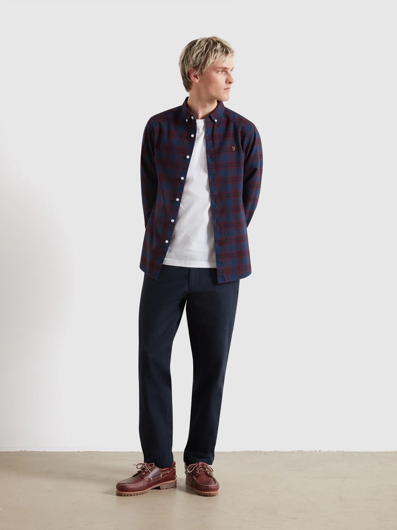 Farah Brewer Organic Check Oxford Shirt - Matt O'Brien Fashions