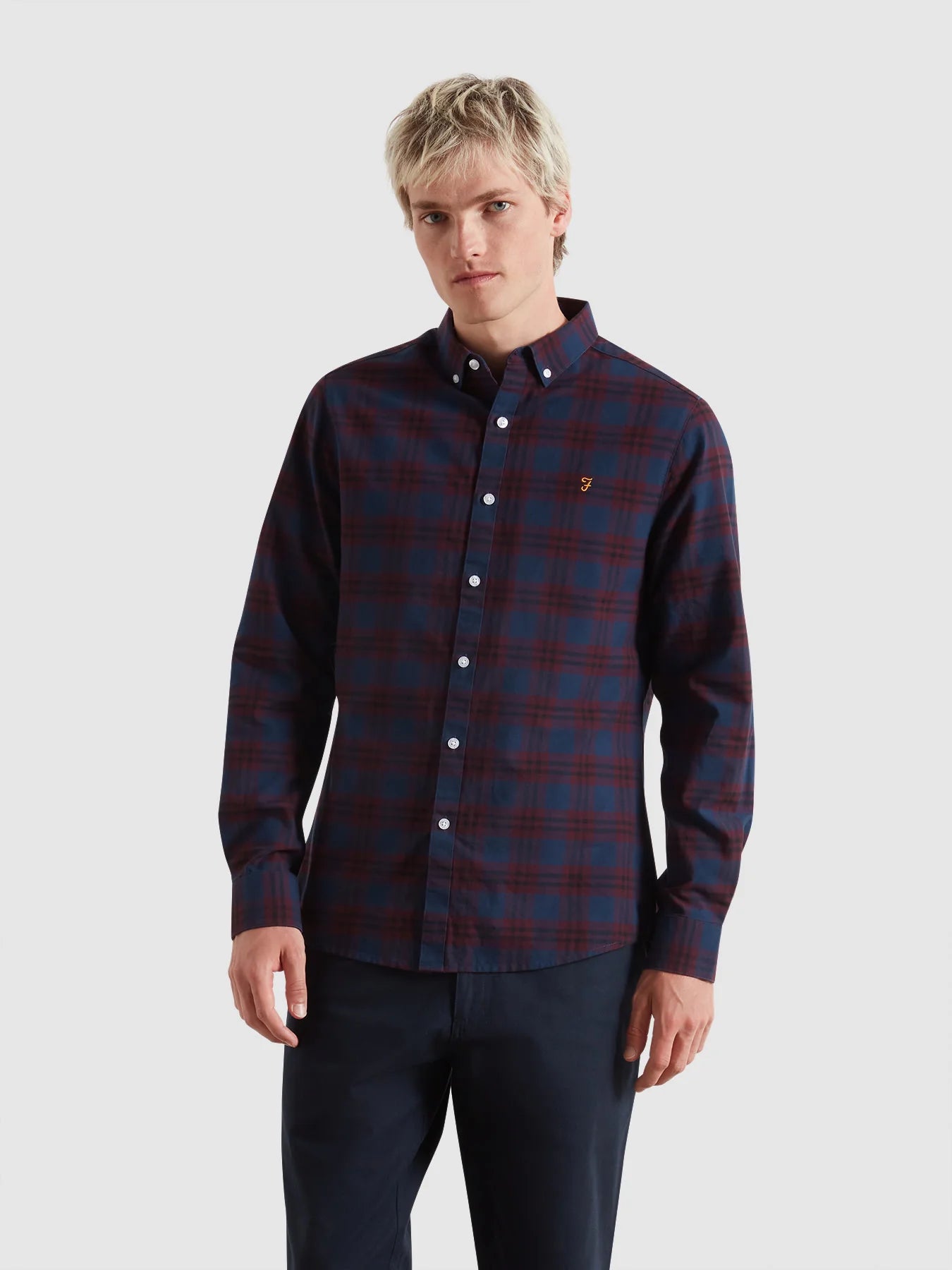 Farah Brewer Organic Check Oxford Shirt - Matt O'Brien Fashions