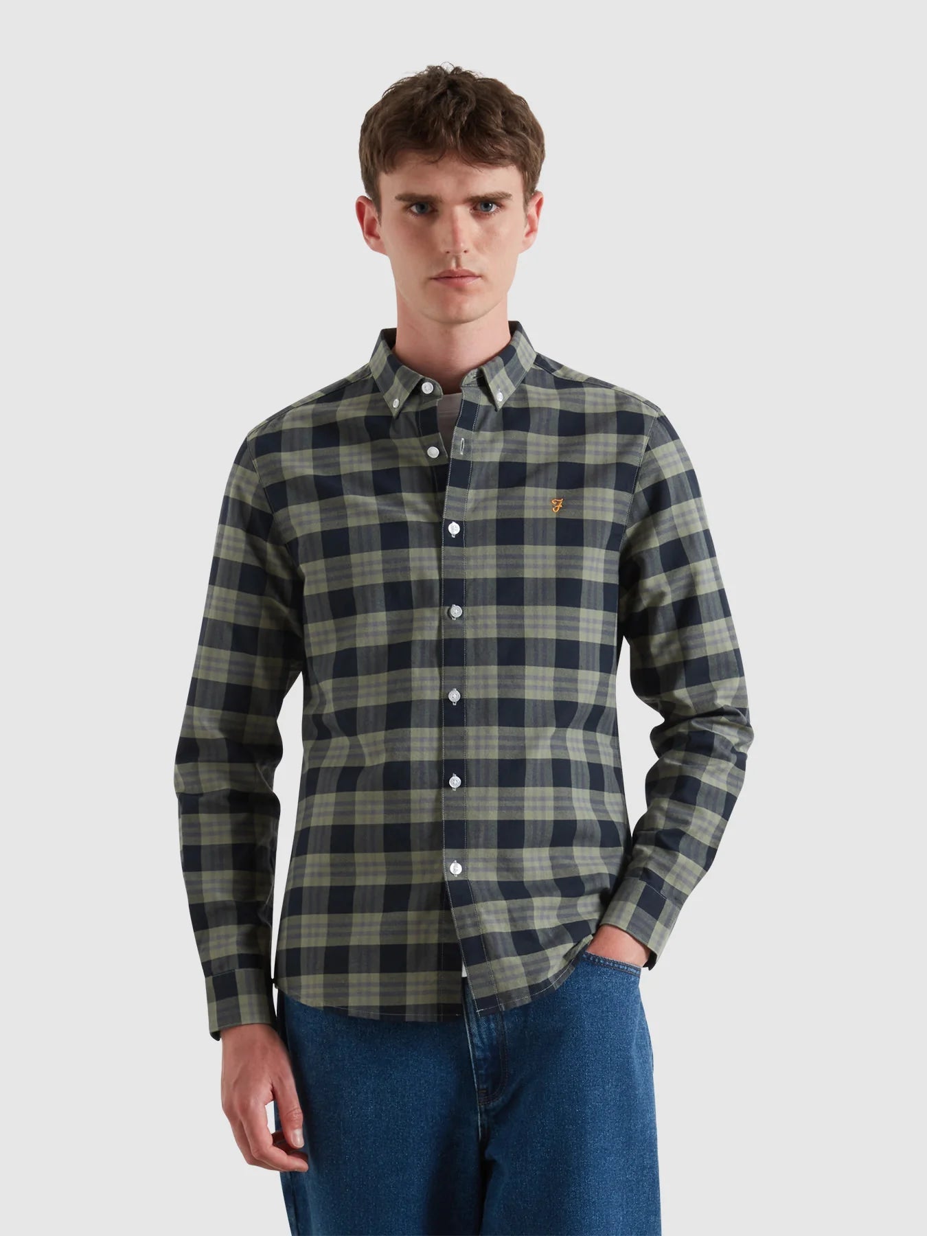Farah Brewer Organic Check Oxford Shirt - Matt O'Brien Fashions