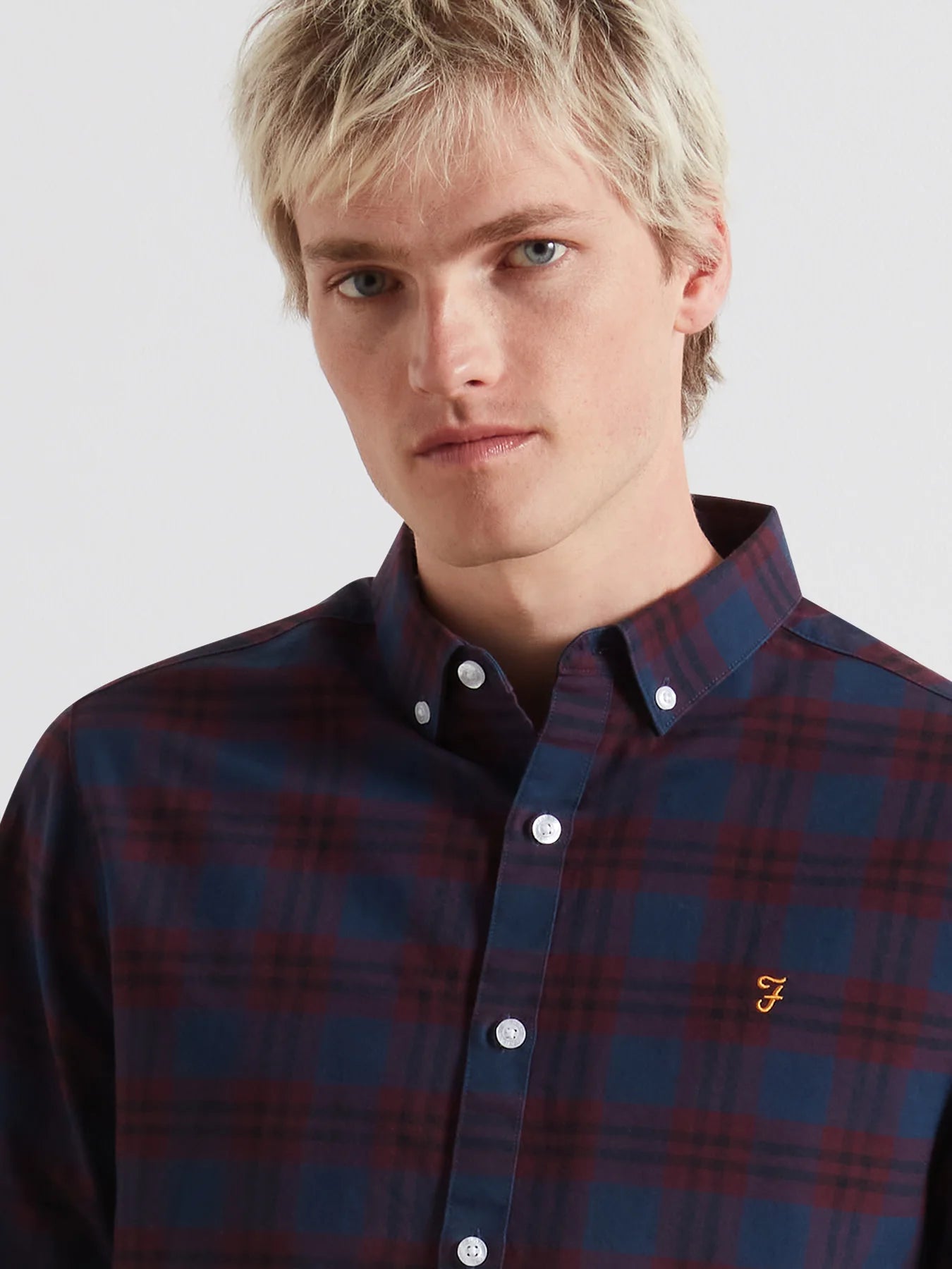 Farah Brewer Organic Check Oxford Shirt - Matt O'Brien Fashions