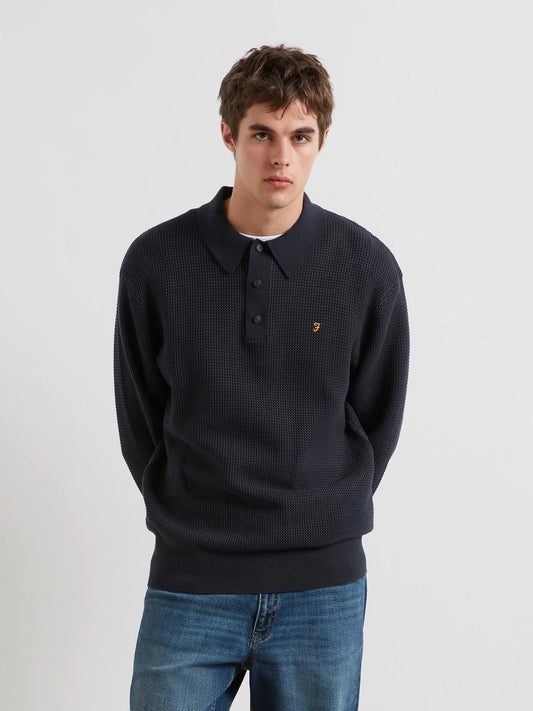 Farah Gateacre Long Sleeve knitted Polo - Matt O'Brien Fashions