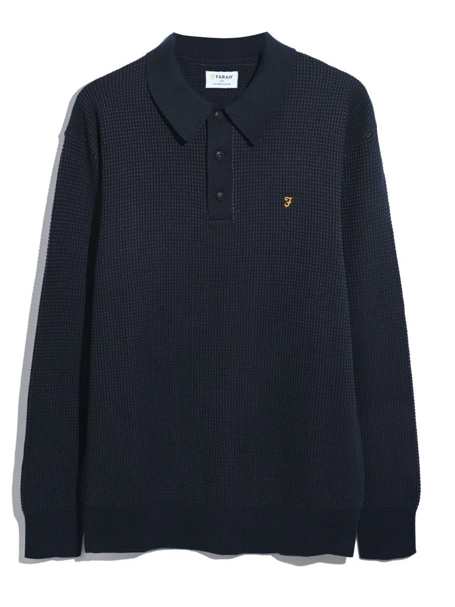 Farah Gateacre Long Sleeve knitted Polo - Matt O'Brien Fashions