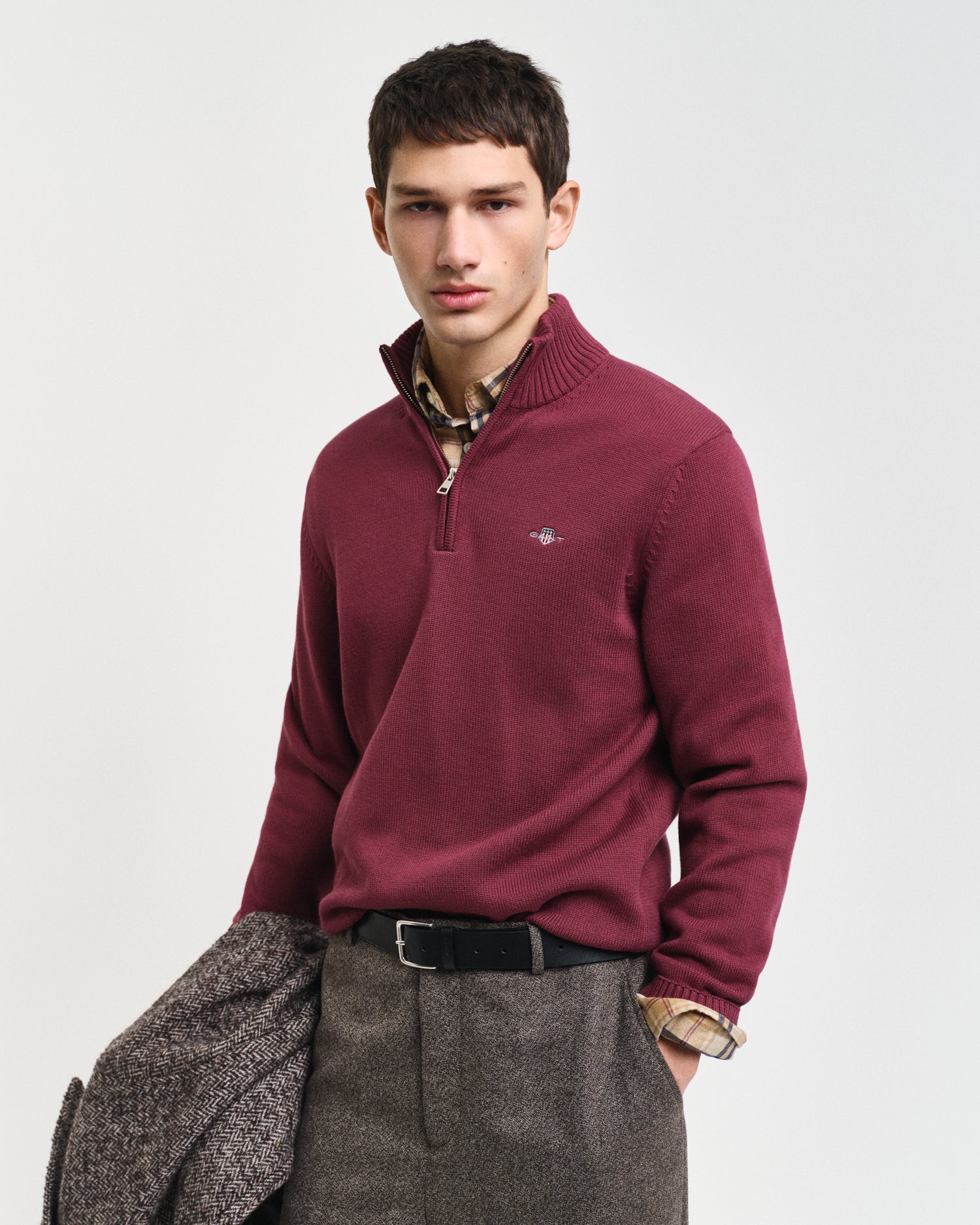 Men's cotton quarter zip best sale