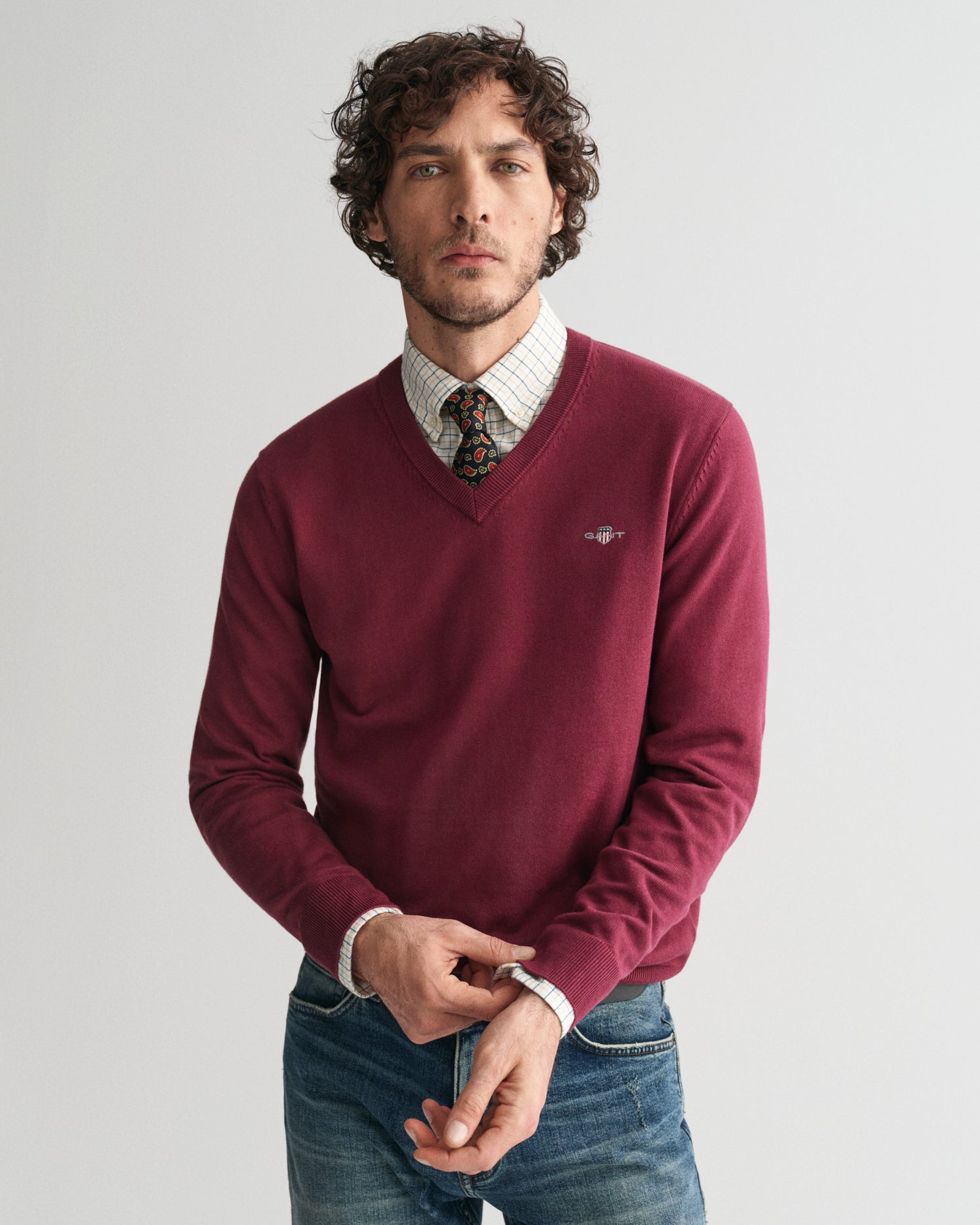 GANT Classic Cotton V - Neck Jumper - Matt O'Brien Fashions