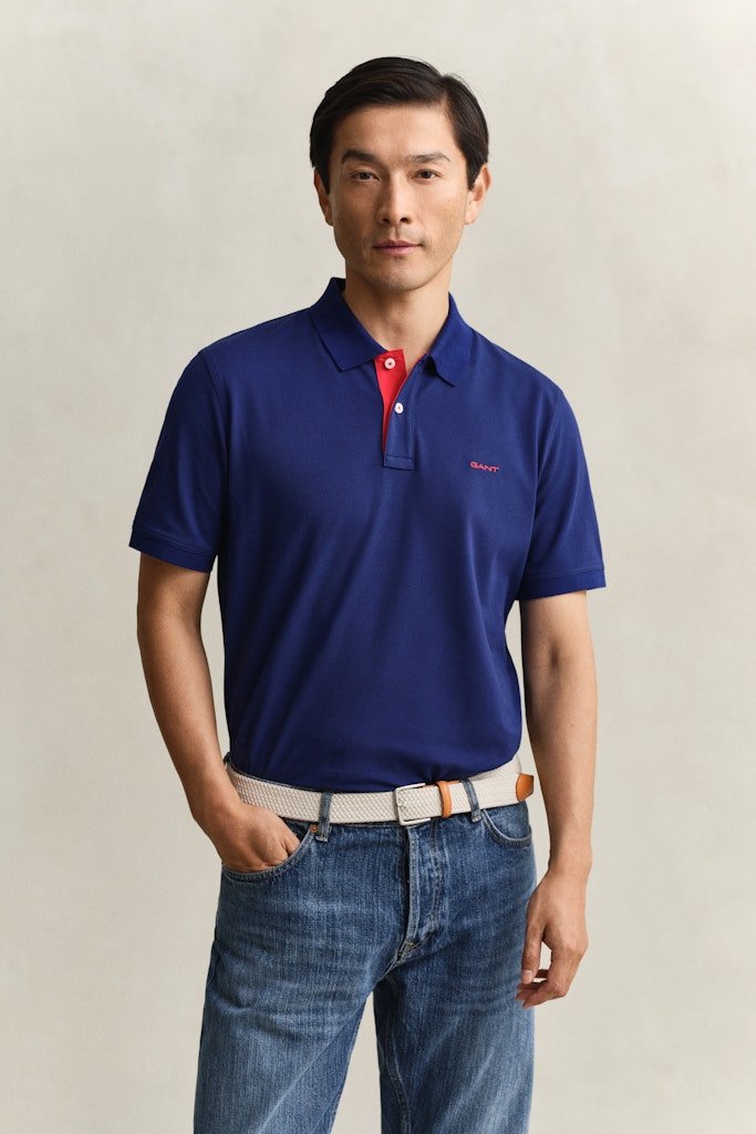 Gant Contrast Pique Short Sleeve Rugger - Matt O'Brien Fashions