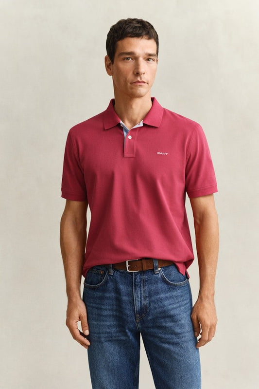 Gant Contrast Pique Short Sleeve Rugger - Matt O'Brien Fashions