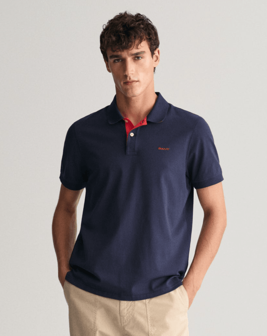 Gant Contrast Pique Short Sleeve Rugger - Matt O'Brien Fashions