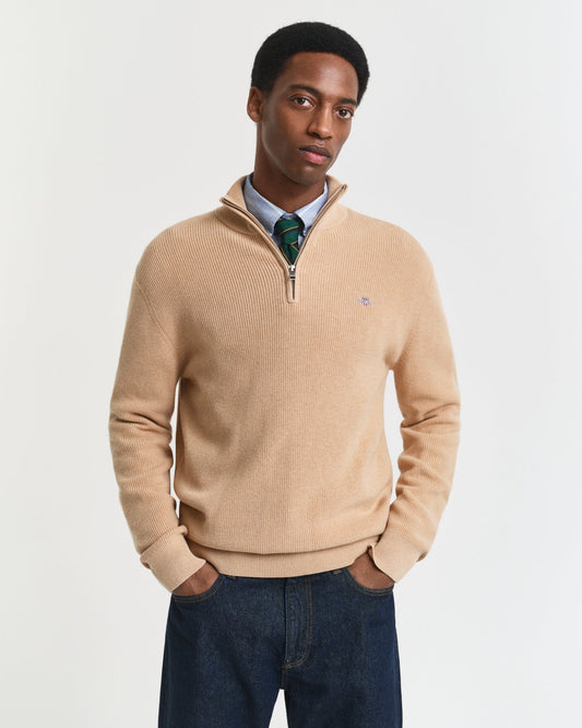 GANT Cotton Merino Ribbed Half Zip - Matt O'Brien Fashions