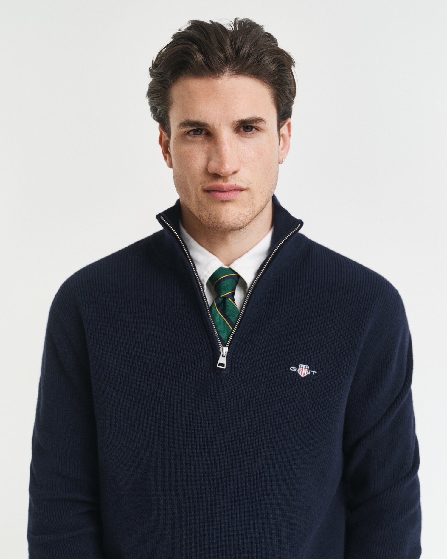 GANT Cotton Merino Ribbed Half Zip - Matt O'Brien Fashions