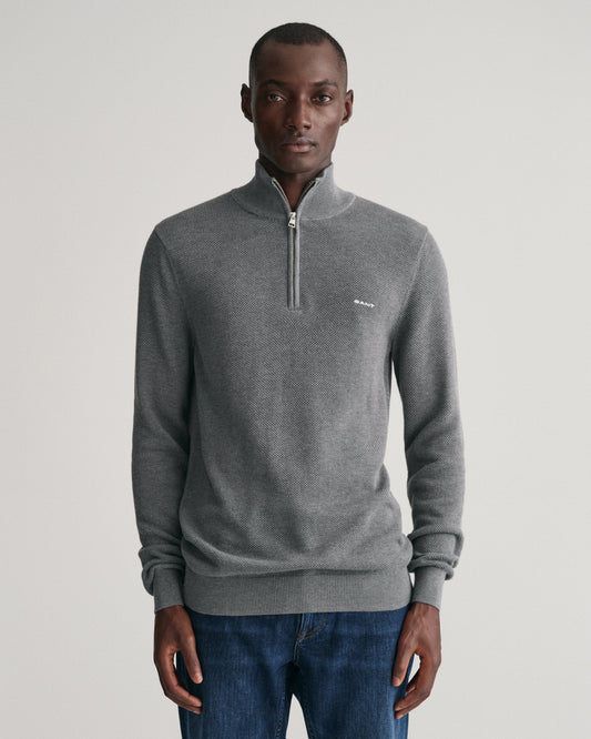 GANT Cotton Pique Half Zip Jumper - Matt O'Brien Fashions