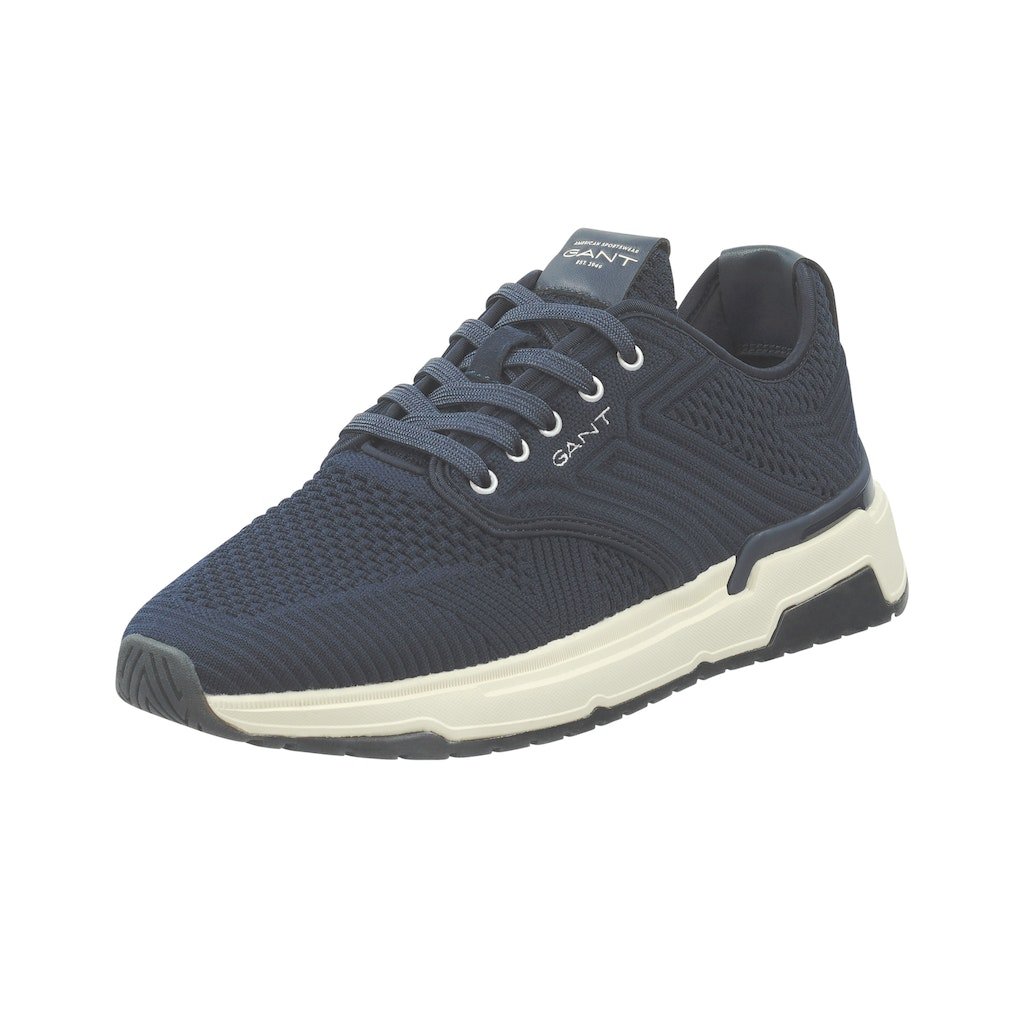 GANT Jeuton Knitted Sneaker, left shoe, angled, Marine  - Matt O'Brien Fashion