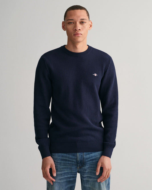 GANT Micro Cotton Texture Crew - Matt O'Brien Fashions