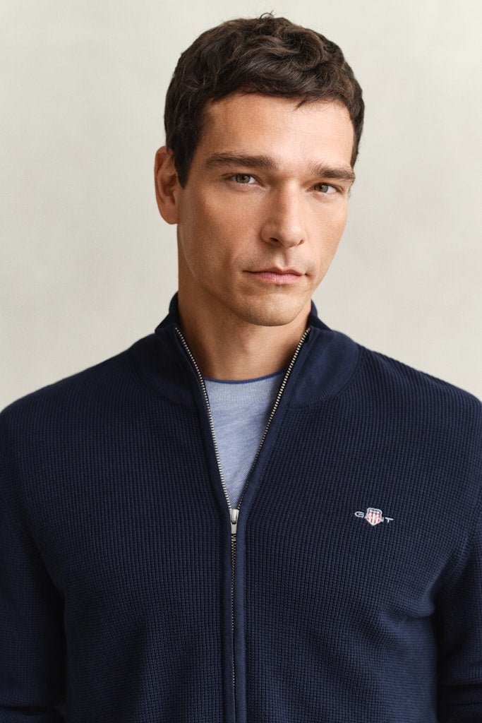 GANT Micro Texture Cotton Zip Cardigan - Matt O'Brien Fashions