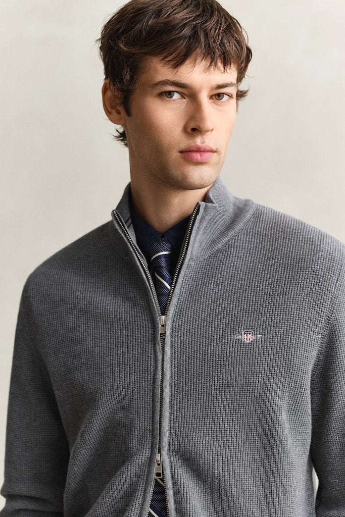 GANT Micro Texture Cotton Zip Cardigan - Matt O'Brien Fashions