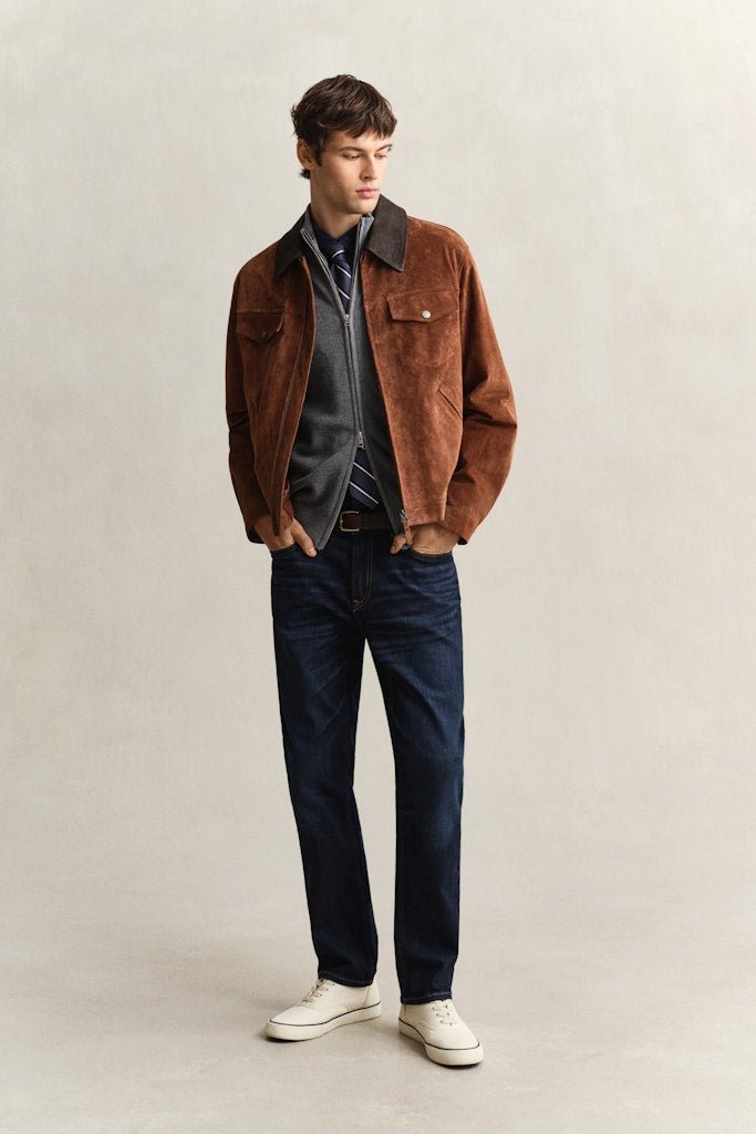 GANT Micro Texture Cotton Zip Cardigan - Matt O'Brien Fashions