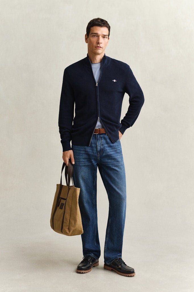 GANT Micro Texture Cotton Zip Cardigan - Matt O'Brien Fashions