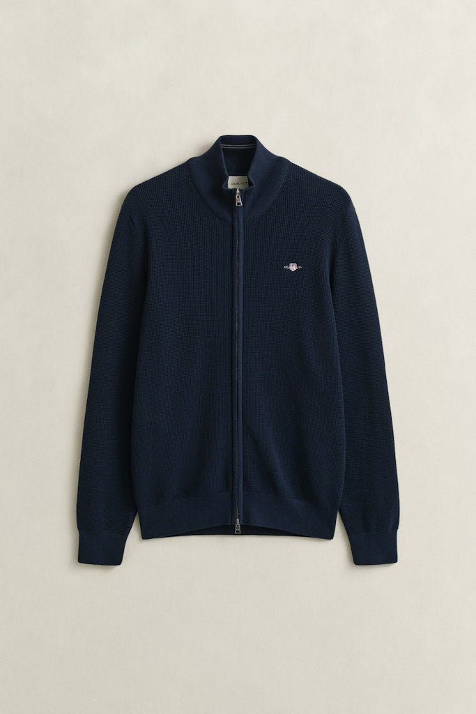 GANT Micro Texture Cotton Zip Cardigan - Matt O'Brien Fashions
