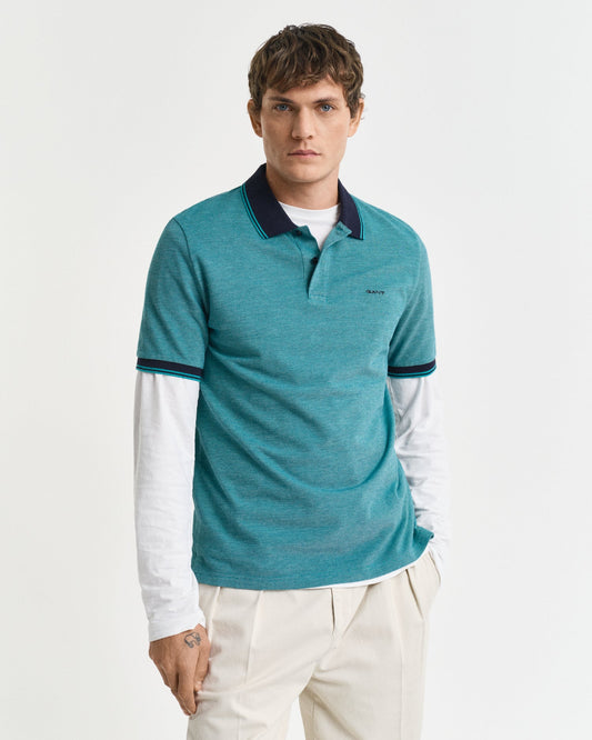 GANT Oxford Pique Short Sleeve Rugger - Matt O'Brien Fashions