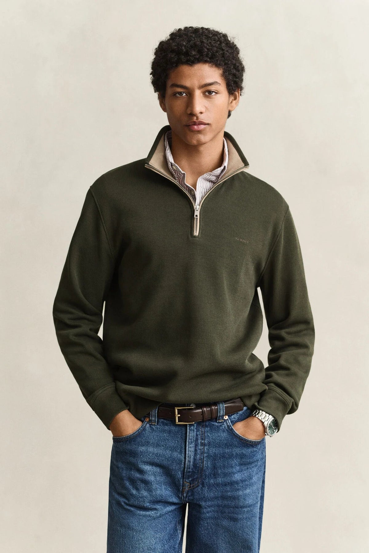 GANT Sacker Rib Half Zip Sweatshirt - Matt O'Brien Fashions