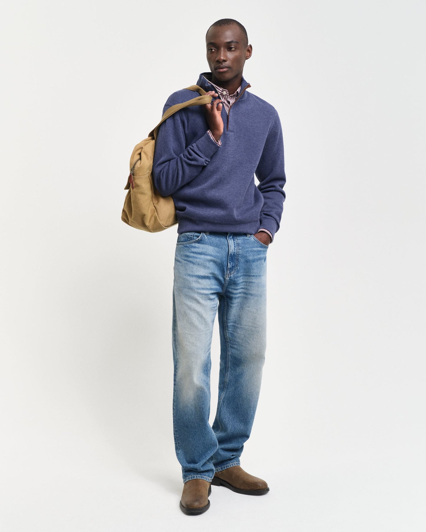 GANT Sacker Rib Half Zip Sweatshirt - Matt O'Brien Fashions
