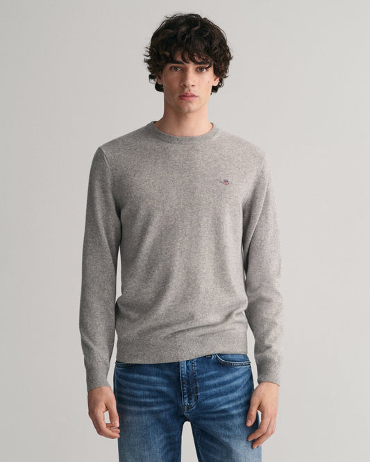 GANT Superfine Lambs Wool Crew Neck Jumper - Matt O'Brien Fashions