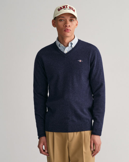 GANT Superfine Lambs Wool V-Neck Jumper - Matt O'Brien Fashions