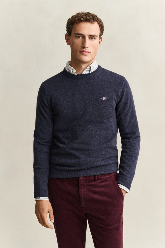 GANT Superfine Lambswool Crew Jumper - Matt O'Brien Fashions