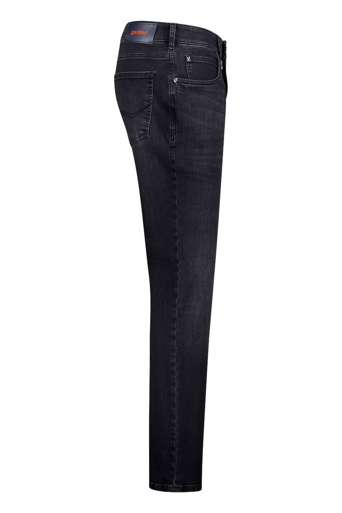 Dark grey Gardeur slim jeans in side view