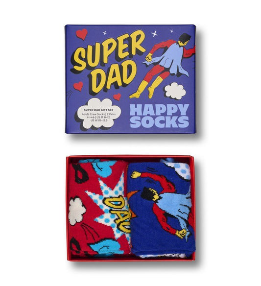 Happy Socks Super Dad 2 Pack Socks - Matt O'Brien Fashions