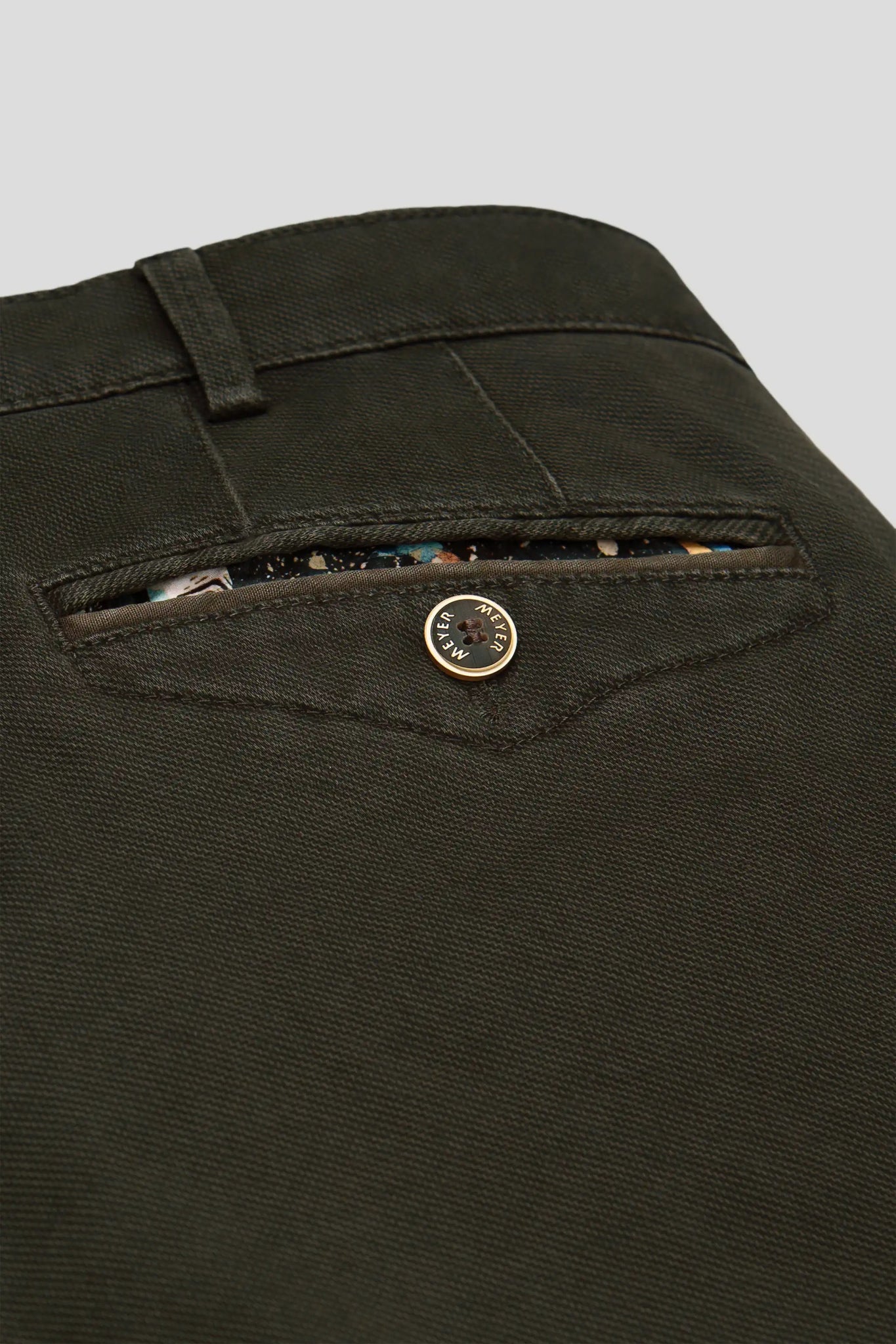 Meyer Chicago Chino Trouser, back pocket, Dark Green - Matt O'Brien Fashions