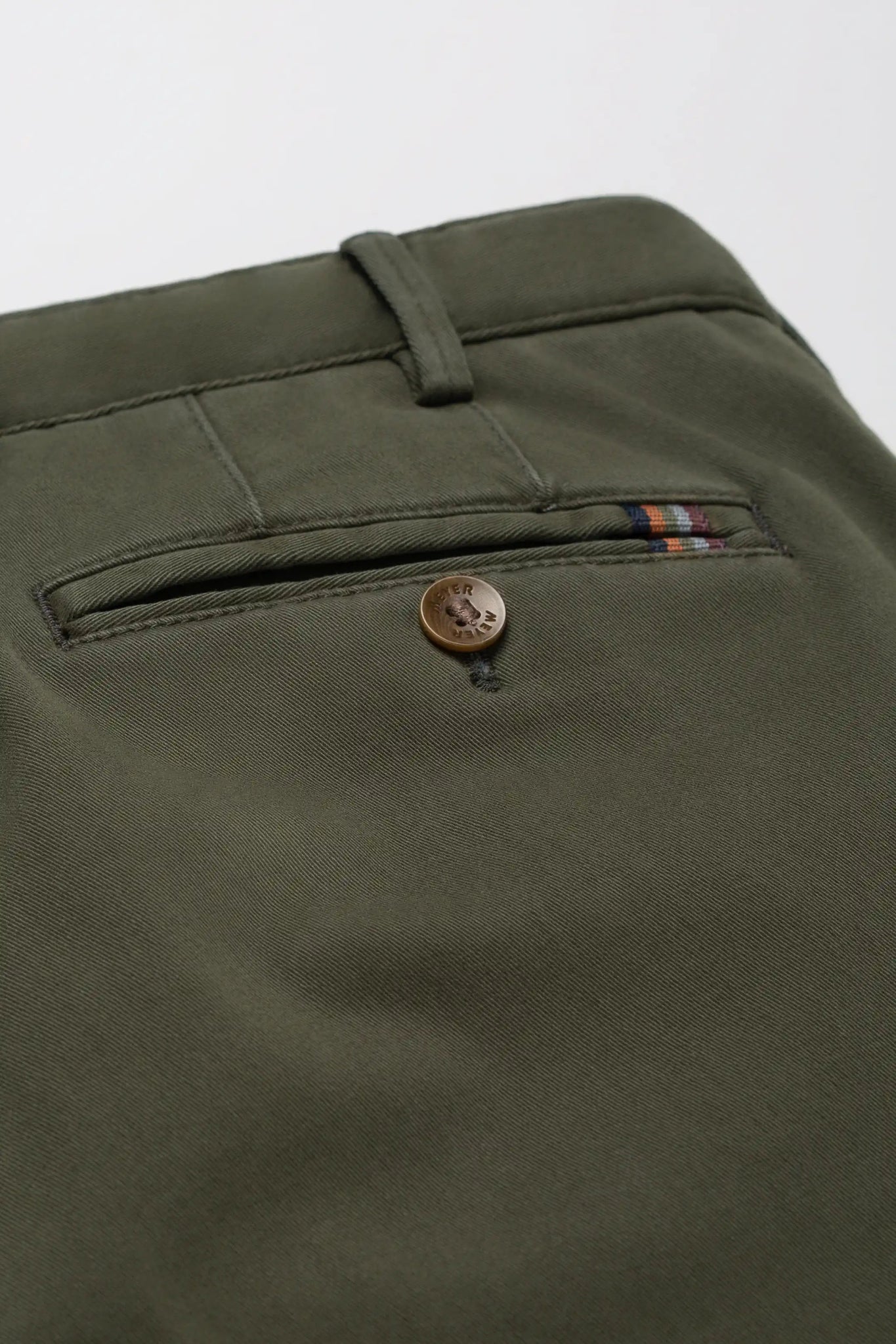 Meyer Oslo Flex Chino, back pocket, Laurel - Matt O'Brien Fashions