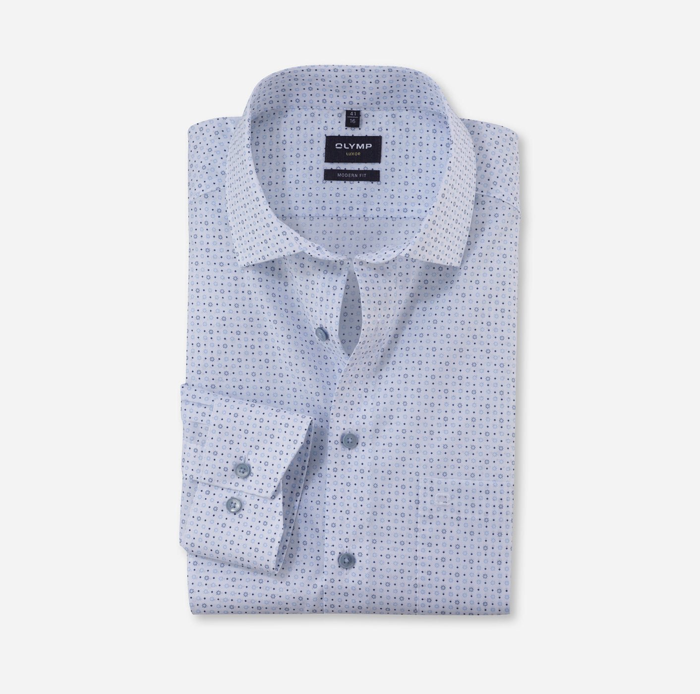 Olymp Luxor Modern Fit Geometric Print Shirt - Matt O'Brien Fashions