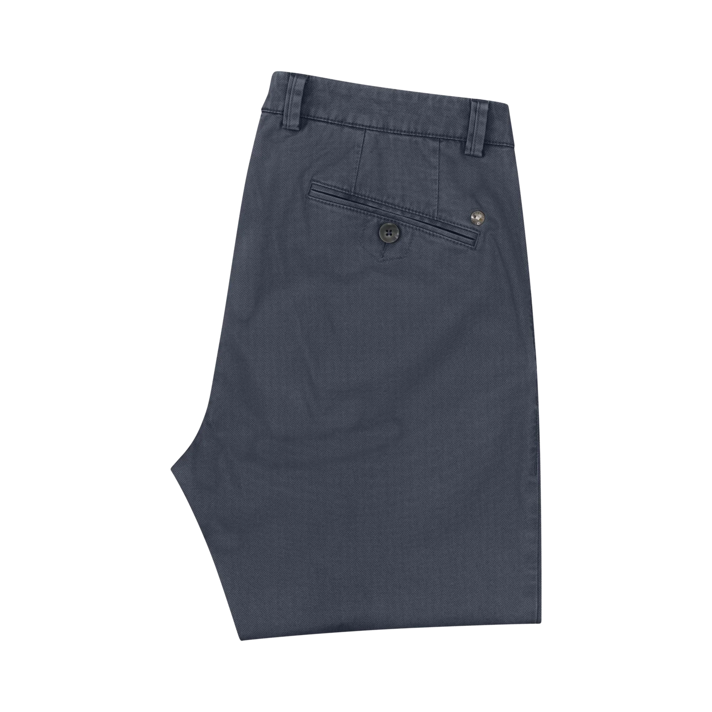 Blue pants folded on a white background